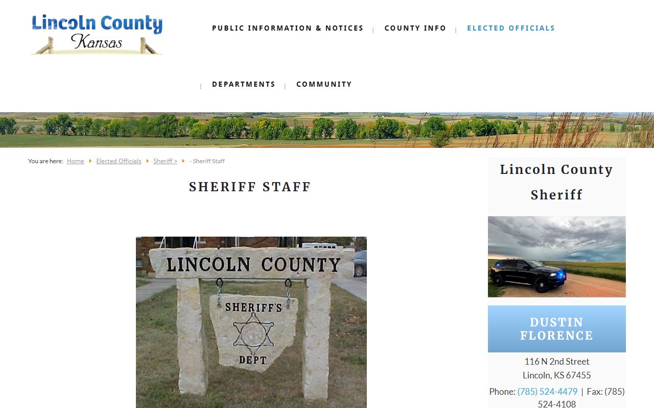 Lincoln County Jail release records and sheriff staff page